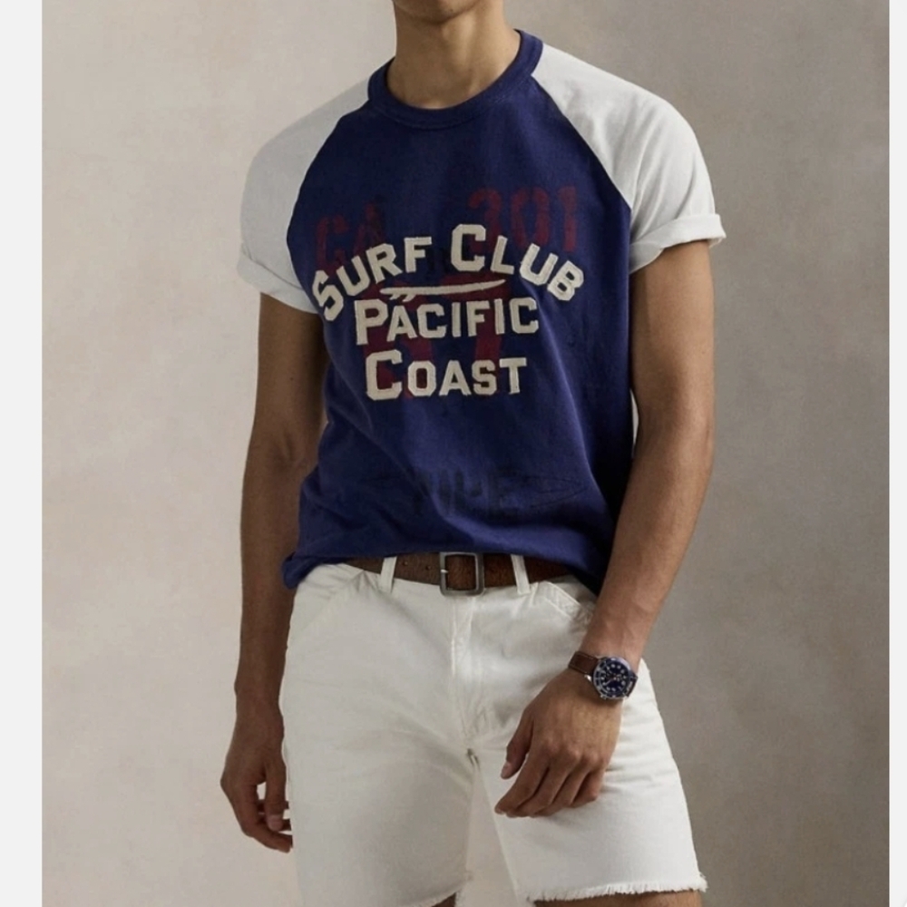 Mens polo Surf Club Pacific Navy T-Shirt sz med